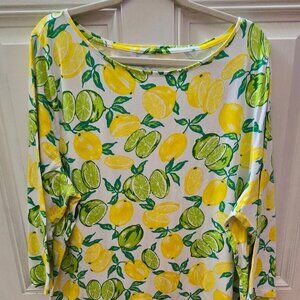 Talbots Women's 3x lemon lime citrus cotton top EUC